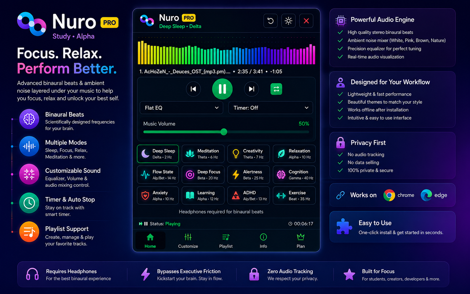 Nuro Pro sidebar in the Deep Purple theme